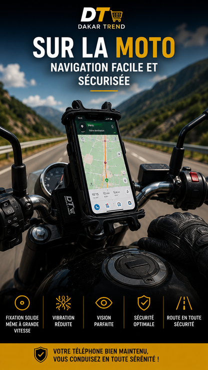 Support Téléphone 3-en-1 360° pour Poignet, Main & Moto | Dakar Trend